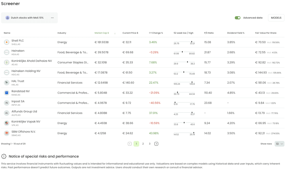 Screener Setup - DCF example